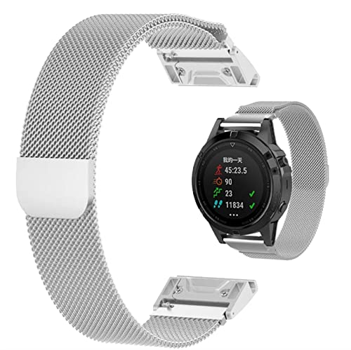 GSZCCZS Magnetisches Armband für Fenix ​​7X 3 HR 5X 6X 6 Pro 5 Plus Metall Milanese Uhrenarmband 20/22/26mm für Forerunner 935 945 Quick Pins von GSZCCZS