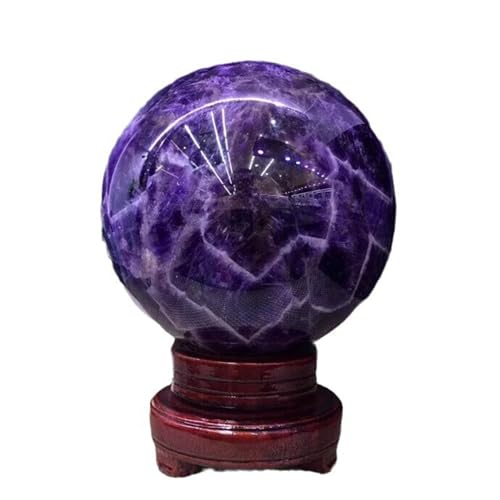 GSZCCZS Natürliche Kristallkugel, Mondstein, polierte Wahrsagungskugel, dekorative Kugel mit Holzständer, Heilkristalle, Kugel, Heilstein, Amethyst-Kugel, 6 cm von GSZCCZS