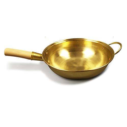 GSZCCZS Reine Kupferpfanne Kupfer Pot Chinese Wok Bratpfanne Brass Brass Pan Kochgeschirr Kochen Wok Kupferkocher (Größe: 32 cm) Vision von GSZCCZS