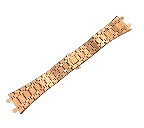 GSZCCZS Schwarz Gold Silber Armband 21mm 26mm Männer Frauen Edelstahl Uhr Band Armband Für AP ROYAL Oak Strap Falten Schnalle von GSZCCZS