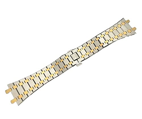 GSZCCZS Schwarz Gold Silber Armband 21mm 26mm Männer Frauen Edelstahl Uhr Band Armband Für AP ROYAL Oak Strap Falten Schnalle von GSZCCZS