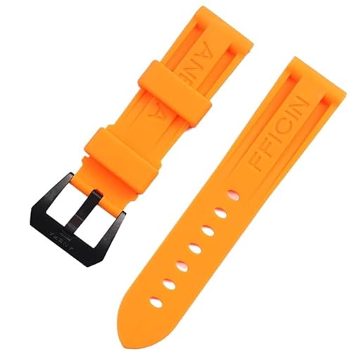 GSZCCZS Schwarz Orange 22 24 26mm Gummi Armband für Panerai Uhr Armband Silikon wasserdichte Band Handgelenk Armband von GSZCCZS