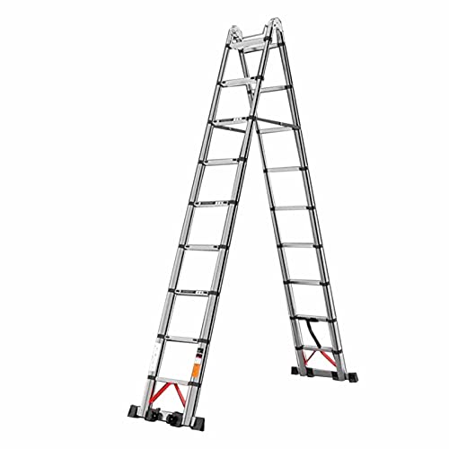 GSZCCZS Teleskopleiter 3-in-1 Aluminium-Teleskopleiter/Klapp-Anlegeleiter/A-Rahmen-Trittleiter, 5 m, 6 m, 7 m höchste Ausziehleiter für Außendächer, Gebäude und Treppen von GSZCCZS