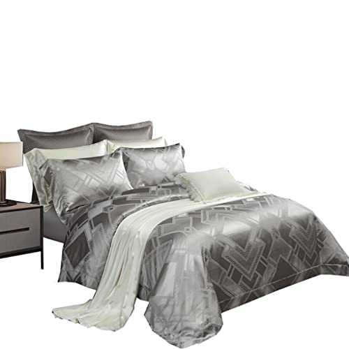 GSZCCZS Vierteiliges Set aus Seide, Seiden-Tencel-Bettbezug, Seiden-Bettbezug, Satin-Bettwäsche (D 220 x 240 cm) (D 220 x 240 cm) von GSZCCZS