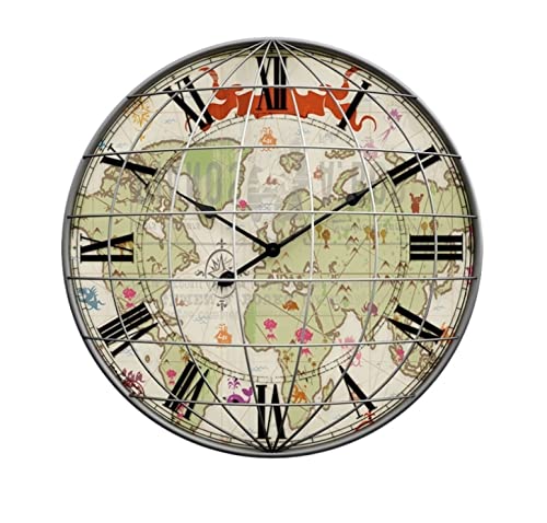 GSZCCZS Wanduhr für Schlafzimmer, dekorative Wanduhr, Erdform, Retro-Uhr, handgefertigte 3D-Wanduhr, geräuschloses Quarzwerk für Zuhause, Wanduhr für Wohnzimmer (60 x 60 cm) (60 x 60 cm) von GSZCCZS