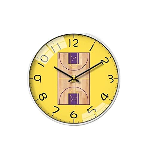 GSZCCZS Wanduhr für Schlafzimmer, dekorative Wanduhr, geräuschlos, Nicht tickend, Basketballplatz-Wanduhr, Schlafzimmeruhr, leicht ablesbare Wanduhr für Wohnzimmer (F, 10 Zoll) (C 14 Zoll) von GSZCCZS