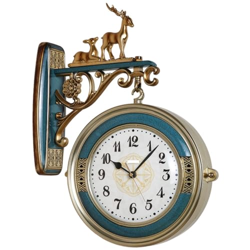 GSZCCZS Wanduhr für Schlafzimmer, kreative Wohnzimmer-Wanduhr, doppelseitige Uhr, stumme Uhr, Retro-Galerie, dekorative Wanduhren, Wanduhr für Wohnzimmer (C) (C) von GSZCCZS