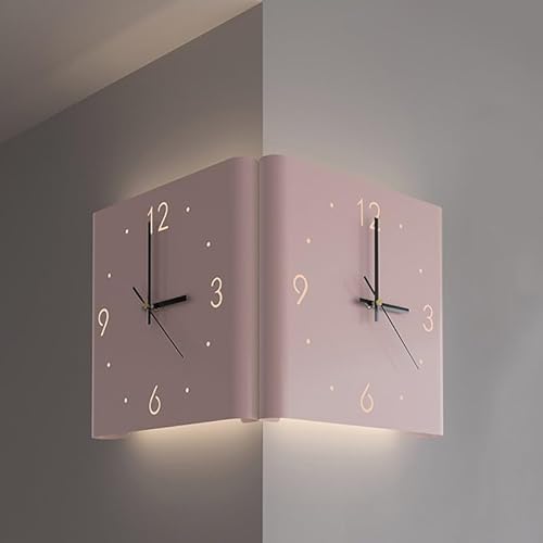 GSZCCZS Wanduhren, Neue Wohnzimmer-LED-Wanduhr, Creative Arc Doppelseitige Eckwanduhr, Digitale Eckwanduhr, Ecke Einfache Installation Mute-Wanduhr (Farbe: Hell, Größe: Fo (Hell G von GSZCCZS