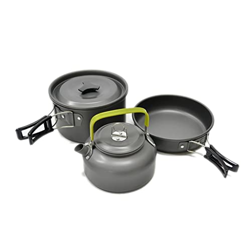 -Licht Aluminium Legierung Camping Kochgeschirr Utensilien Kochen Im Freien Teekanne Picknick Geschirr Wasserkocher Topf Braten Pan 3 Teile/Satz von GSZCCZS