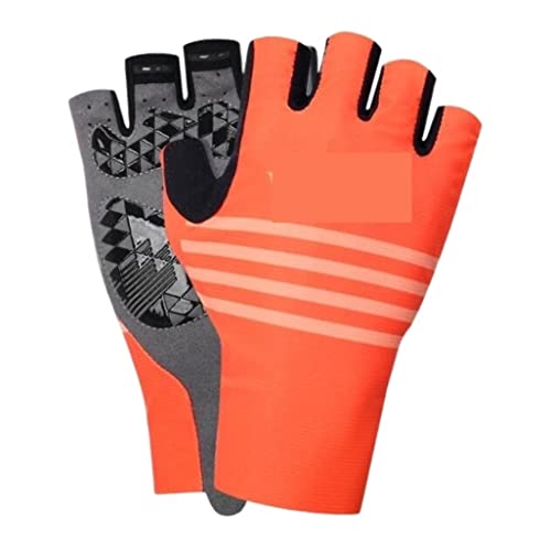 GTOULHH Sporthandschuhe Fahrradhandschuhe Halbfinger-Fahrradhandschuhe Anti-Rutsch-Schock Atmungsaktive Sporthandschuhe Handschuhe Motocross(Orange,S) von GTOULHH