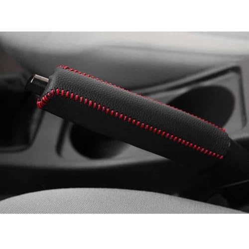 Auto Handbremse Abdeckung Für T-oyota RAV4 2013-2016, Leder Handbremsmanschette Rutschfest Und VerschleißFest Handbremsdeckel,D/Black Red Line von GTRFDGHT