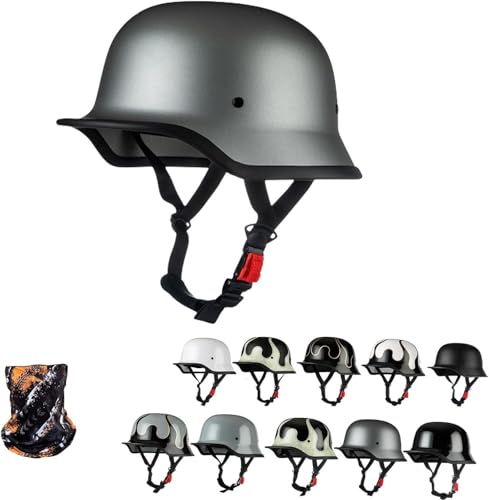 GTTZTHEB Halbhelme Motorradhelm Mit ECE Genehmigt Frauen Mofa Helm Mit Fahrradbrille Fahrradvisier Chopper Helm Halbschalenhelm Cruiser Chopper Scooter Helm Moped Helm Retro von GTTZTHEB