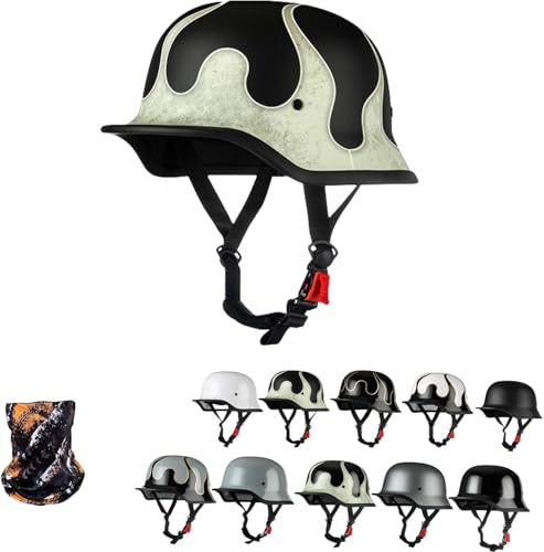 GTTZTHEB Halbhelme Motorradhelm Mit ECE Genehmigt Frauen Mofa Helm Mit Fahrradbrille Fahrradvisier Chopper Helm Halbschalenhelm Cruiser Chopper Scooter Helm Moped Helm Retro von GTTZTHEB