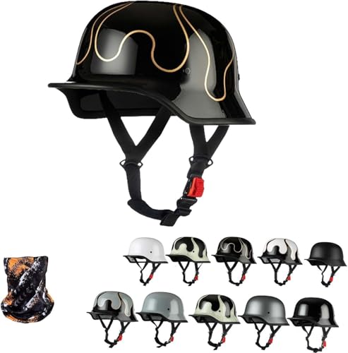 GTTZTHEB Halbschale Roller-Helm Frauen Mofa Helm Moped Helm Retro Halbhelme Motorradhelm Chopper Helm Mit ECE Genehmigt Halbschalenhelm FüR Erwachsene Herren Damen von GTTZTHEB