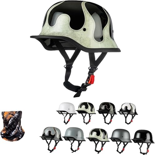 GTTZTHEB Herren Retro Motorrad Halbhelm MäNner Baseballmütze-Helm Halbschale Roller-Helm Mit Fahrradbrille Fahrradvisier Mit ECE Genehmigt Moped Helm Retro Halbhelme Motorradhelm Jet-Helm von GTTZTHEB