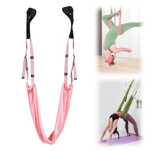 Aerial Yogatuch, Yoga Gurt, 2024 Neu Yogagurt Pilates Zubehör, Yogagurt Stretching Band, Yogagurt Dehnungsband, Yogatuch Zum Aufhängen, Yoga Gurte Set Für Gymnastik Flexibilität Training (Rosa) von GUAHKUN