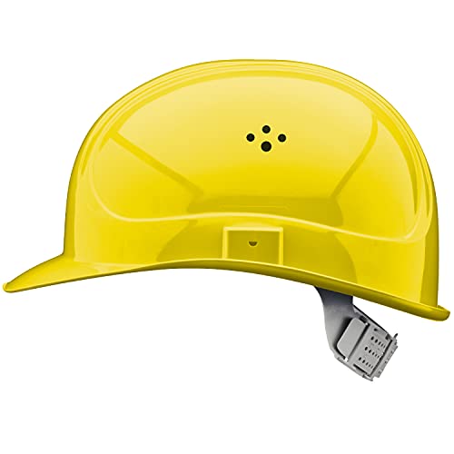 GUARD 5 - BAU-Schutzhelm - DIN EN 397 - Einstellbarer Arbeitshelm - Bauarbeiterhelm Schutzhelm Bauhelm - mit 6-Punkt Gurtband mit Leder Schweißband an der Stirn (Gelb) von GUARD 5