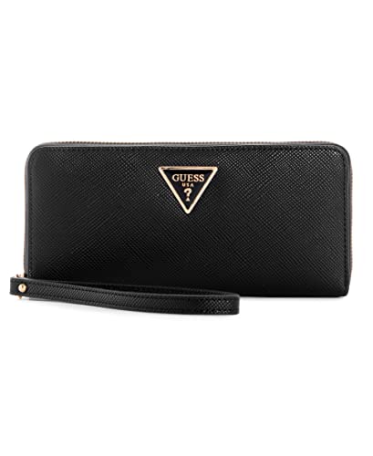 GUESS Damen Laurel Large Zip Around Wallet Große Geldbörse mit Reißverschluss, Clutch, Schwarz von GUESS