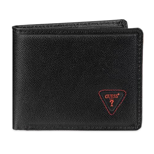 GUESS Klassische Bifold Geldbörse für Herren mit Kartenfächern, Geldscheinfach und Ausweisfenster, Schwarz-rotes Dreieck, Einheitsgröße, Klassische Faltbörse mit Kartenfächern, Geldscheinfach und GUESS Klassische Bifold Geldbörse für Herren mit Kartenfächern, Geldscheinfach und Ausweisfenster, Schwarz-rotes Dreieck, Einheitsgröße, Klassische Faltbörse mit Kartenfächern, Geldscheinfach und von GUESS