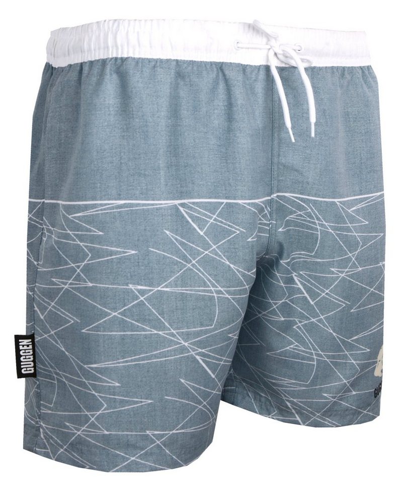 GUGGEN Mountain Badehose Badehose Herren Beachshorts Boardshorts Strandhose grau weißes Muster Schnelltrocknende Badeshorts mit Kordelzug grau weißes Muster GUGGEN Mountain Badehose Badehose Herren Beachshorts Boardshorts Strandhose grau weißes Muster Schnelltrocknende Badeshorts mit Kordelzug grau weißes Muster von GUGGEN Mountain