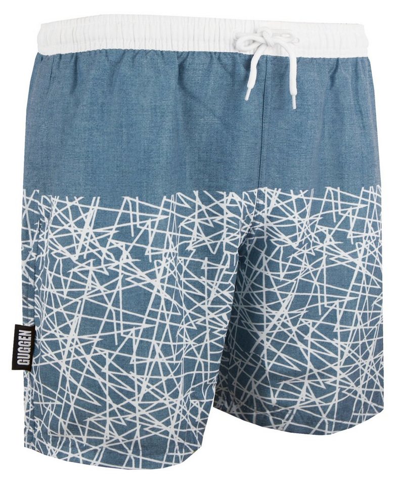 GUGGEN Mountain Badehose Badehose Herren Boardshorts Beachshorts Srandhose Schnelltrocknend Schnelltrocknende Badeshorts mit Kordelzug gestreiftes grau weiß von GUGGEN Mountain