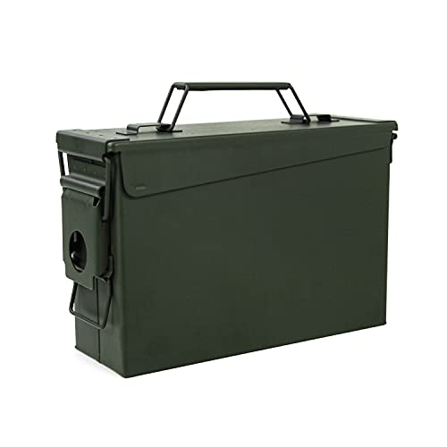GUGULUZA Munitionskiste Munitionsbox Werkzeugkasten Metall Neu Ammo Box Wasserdicht, Armeegrün - Kal.30 von GUGULUZA