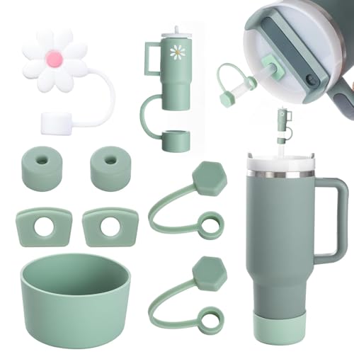 GUICHENO Stanley Cup Zubehör 9 Stück Strohhalm Abdeckung Stanley Cup Accessories Set Enthält 6 Auslaufsichere Silikonstopfen, 2 Strohhalm Abdeckung, 1 Silikonhülle für 1,2 l- und 850 ml-Becher(Grün) GUICHENO Stanley Cup Zubehör 9 Stück Strohhalm Abdeckung Stanley Cup Accessories Set Enthält 6 Auslaufsichere Silikonstopfen, 2 Strohhalm Abdeckung, 1 Silikonhülle für 1,2 l- und 850 ml-Becher(Grün) von GUICHENO