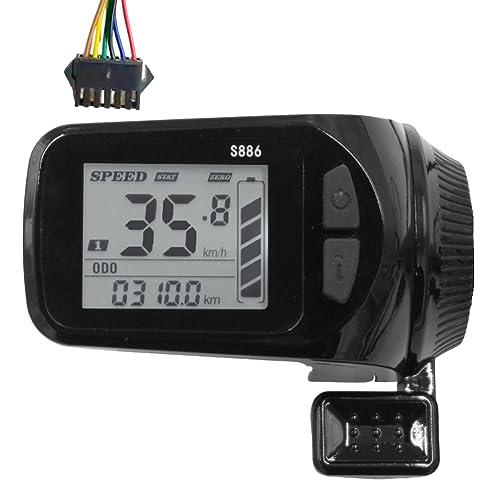 GUIJIALY 24V/36V/48V/60V S886 Ebike LCD-Anzeigefeld Daumengas für Elektrofahrräder E-Scooter-Zubehör (SM-Stecker 6PIN) von GUIJIALY