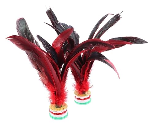 GUIREPTY Chinesische Würfel, farbige Würfel, 2 Stück Feder Jianzi Fußtritt Handrad Fancy Feather Fitness (Farbe: Rot) von GUIREPTY