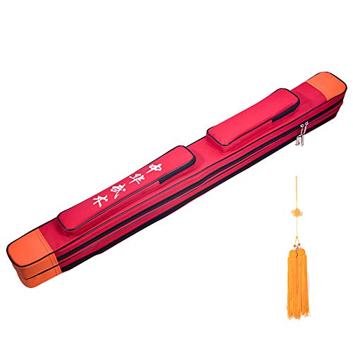 GUIREPTY Tasche mit Schwertern, Tasche mit Samurai-Schwert, Schwerttasche Jiansui Quaste Doppellagiges Oxford-Gewebe PU-Leder Multifunktions-Schwerttasche auf der Rückseite,Rot (Color : Red) von GUIREPTY