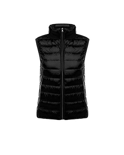 GUOCU Classics Damen Weste Winter Warm Steppweste Gesteppt Stehkragen Daunenweste Weste Jacke Ultraleicht Übergangsweste Packbare Leichte Ärmellose Daunen Winterjacke Kurze Daunenjacke Schwarz S von GUOCU