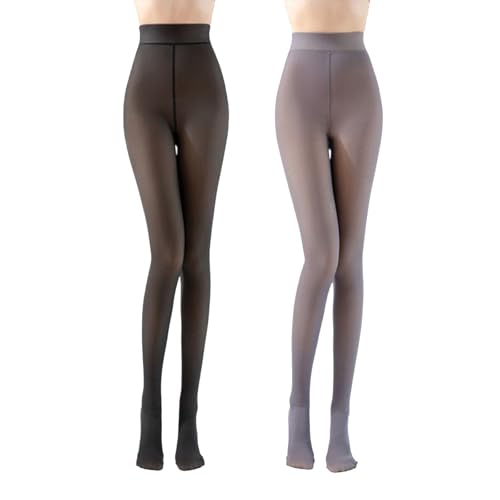 Furshape-Strumpfhose, Fleece-gefütterte Strumpfhose für Damen, durchscheinende, warme Strumpfhosen-Leggings, Winter-Leggings für Damen (2 pcs C,300g,M(40-70kg)) von GUOGAOzz