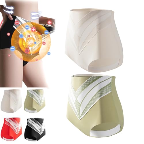 GUOGAOzz Formgebende Shorts aus Titanfaser und Turmalin, hoch taillierte Shapewear zur Bauchkontrolle, Nahtlose Formende Slips für Damen (2pcs C,M) von GUOGAOzz