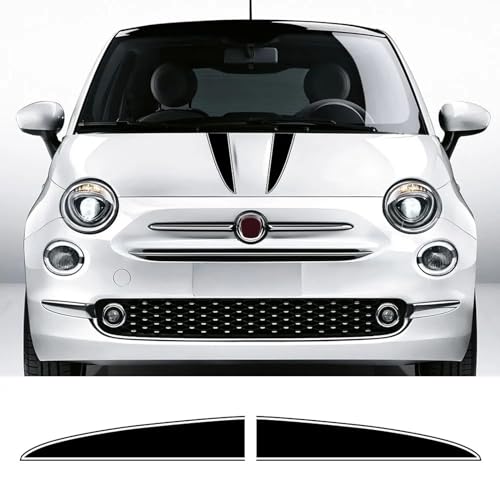 GUPEB 2 STÜCKE Auto Motorhaube Motorhaube Aufkleber, passend für FIAT 500 Abarth 595 Tuning Vinyl Film Aufkleber Auto DIY Streifen Styling Dekoration von GUPEB