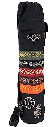 GURU SHOP Boho Yogamatten-Tasche, Batik Yogatasche aus Nepal - Schwarz, Herren/Damen, Baumwolle, Size:One Size, 70x23x13 cm, Taschen für Yogamatten von GURU SHOP