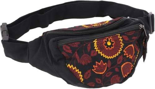 GURU SHOP Ethno Sidebag, Bestickte Boho Nepal Gürteltasche - Schwarz, Unisex - Erwachsene, Baumwolle, 13x20x4 cm GURU SHOP Ethno Sidebag, Bestickte Boho Nepal Gürteltasche - Schwarz, Unisex - Erwachsene, Baumwolle, 13x20x4 cm von GURU SHOP