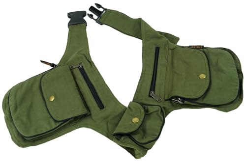GURU SHOP Stoff Sidebag, Doppelte Gürteltasche, Goa Gürteltasche - Olive, Unisex - Erwachsene, Baumwolle, 20x15x5 cm GURU SHOP Stoff Sidebag, Doppelte Gürteltasche, Goa Gürteltasche - Olive, Unisex - Erwachsene, Baumwolle, 20x15x5 cm von GURU SHOP