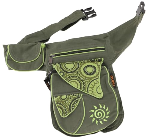 GURU SHOP Stoff Sidebag & Gürteltasche, Goa Hüfttasche, Bauchtasche mit Stickerei Sonne - Olivgrün, Herren/Damen, Baumwolle, Size:One Size, 25x20x10 cm, Festival- Bauchtasche Hippie GURU SHOP Stoff Sidebag & Gürteltasche, Goa Hüfttasche, Bauchtasche mit Stickerei Sonne - Olivgrün, Herren/Damen, Baumwolle, Size:One Size, 25x20x10 cm, Festival- Bauchtasche Hippie von GURU SHOP