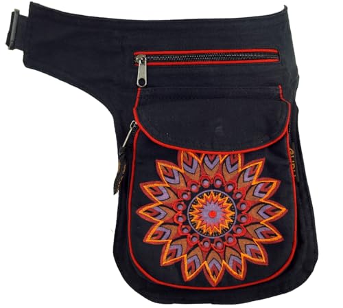 GURU SHOP Stoff Sidebag & Gürteltasche Mandala, Goa Gürteltasche, Bauchtasche - Rot, Herren/Damen, Schwarz, Baumwolle, Size:One Size, 27x20x3 cm, Festival- Bauchtasche Hippie GURU SHOP Stoff Sidebag & Gürteltasche Mandala, Goa Gürteltasche, Bauchtasche - Rot, Herren/Damen, Schwarz, Baumwolle, Size:One Size, 27x20x3 cm, Festival- Bauchtasche Hippie von GURU SHOP