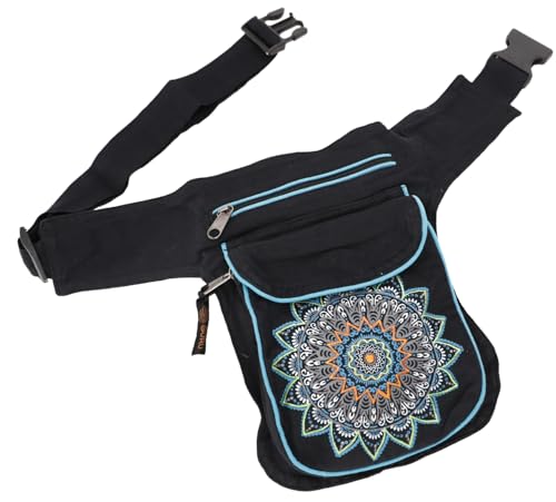 GURU SHOP Stoff Sidebag & Hüfttasche Mandala, Goa Gürteltasche, Bauchtasche aus Nepal - Schwarz/türkis, Herren/Damen, Baumwolle, Size:One Size, 25x20x4 cm, Festival- Bauchtasche Hippie GURU SHOP Stoff Sidebag & Hüfttasche Mandala, Goa Gürteltasche, Bauchtasche aus Nepal - Schwarz/türkis, Herren/Damen, Baumwolle, Size:One Size, 25x20x4 cm, Festival- Bauchtasche Hippie von GURU SHOP