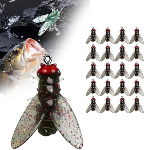 20PCS Bionische Angelköder in Fliegenform, Bionic Fly Fishing Bait, Bionischer Fliegenfischerköder, Fliegenfischen Set, Bionischer Köder zum Fliegenfischen für Barschforellen Lachsangeln (Schwarz, M) 20PCS Bionische Angelköder in Fliegenform, Bionic Fly Fishing Bait, Bionischer Fliegenfischerköder, Fliegenfischen Set, Bionischer Köder zum Fliegenfischen für Barschforellen Lachsangeln (Schwarz, M) von GUSHE