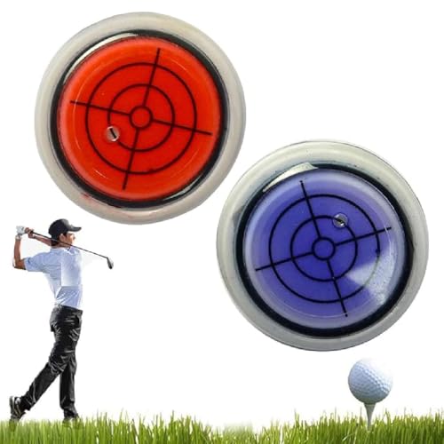 GUSHE 2 Stück Golf Trainer-Golf Ball Marker Round Cap Clip Mark with Level Function, Magnetische Golfballmarker Hutkappen-Clips, Golf Level Hat Clip, Wasserwaage Golf Ballmarker mit Bubble Level (B) von GUSHE