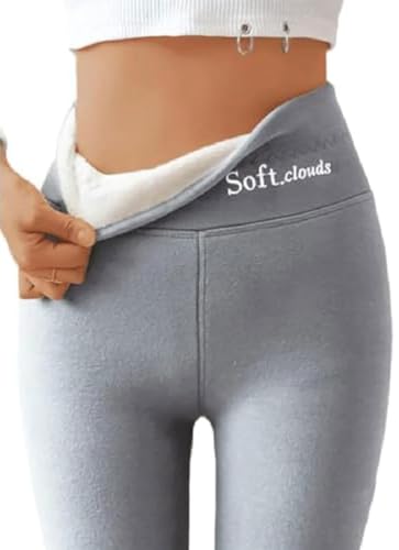 Winterleggings aus Lammsamt, Thermo Leggings Damen Gefütterte, Winter High Waist Thermohose, Verdickte Plüsch Leggins Für Frauen, Winter Warme Sport Thermoleggings, Laufhose, Yogapants (Hellgrau, XXL) Winterleggings aus Lammsamt, Thermo Leggings Damen Gefütterte, Winter High Waist Thermohose, Verdickte Plüsch Leggins Für Frauen, Winter Warme Sport Thermoleggings, Laufhose, Yogapants (Hellgrau, XXL) von GUSHE