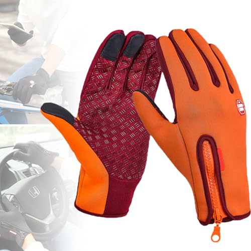 Cozy Season Gloves Thermal Winter Gloves Touch Screen Windproof Waterproof Warm Gloves Thermal Gloves Cycling Gloves (Orange,X-Large) von GVCXCSGE