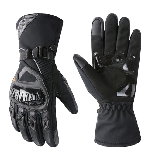 GVCXCSGE Die isolierten, wetterfesten Motorradhandschuhe, Winterhandschuhe für Motorradfahrer, Touchscreen-Fingerhandschuhe für Männer und Frauen (Black,Large) von GVCXCSGE