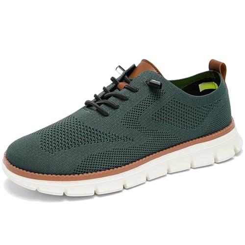 Herrenschuhe, lässige Mesh-Schuhe, Schnürschuhe, leichte Freizeitschuhe, Herrenschuhe, Business-Sneaker (Green,40) von GVCXCSGE