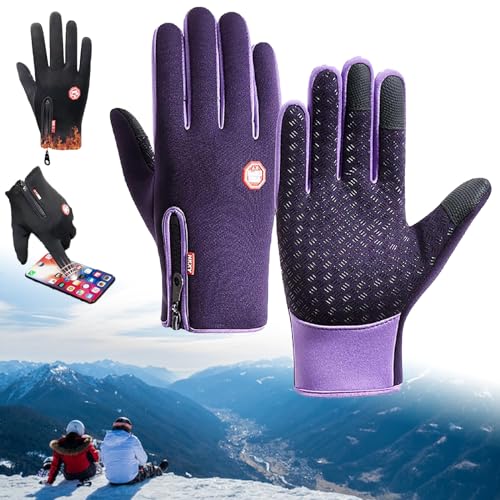 GXHNB Frostfit - Thermo Handschuhe, Frostfit-Thermo Handschuhe Perfekt FüRjedes Abenteuer, Warme Winterhandschuhe Mit Wasserabweisender Beschichtung Und Touchscreen-Funktion Winddicht (Lila,M) von GXHNB