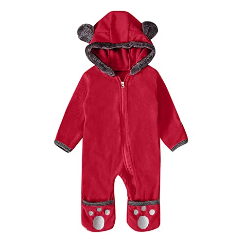 Baby Strampler Neugeborene mädchen, Baby Overall Winter, Langarm Winteranzug Ausstattung Babybody Mit Kapuze Kostüm Neugeboren Schlafanzug Fleece Walkoverall Warm Kleidung Strampler von GXYANiaoy