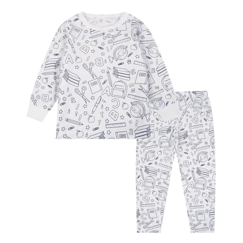 GXYANiaoy weihnachtsschlafanzug Kinder, Pyjama Zum Ausmalen Kinder, Cartoon Druck Loungewear Set Hausanzug Weiß Kunst Färben Homewear Zweiteilig Nachtwäsche DIY Handbemaltes Winter Schlafanzug von GXYANiaoy