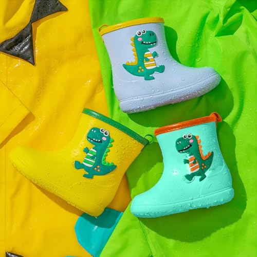 Gummistiefel 27, Gummistiefel Kinder, Dinosaurier Druck Regenschuhe Leichte Regenstiefel wasserdichte Gummistiefel Atmungsaktiv Cartoon Kinderstiefel Halbhoch Anti-Rutsch Gummischuhe von GXYANiaoy